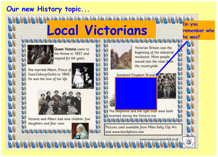 Year 3 and 4 task comparing modern and Victorian Swindon